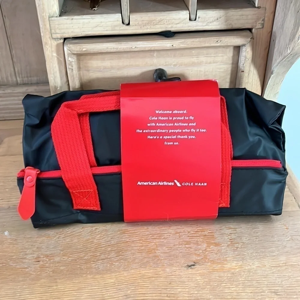 American Airlines Cole Haan Amenity Kit Bag NWT 2018 Red Black Filled